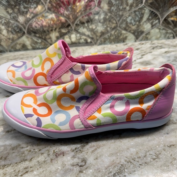 Coach signature monogram BEALE slip on canvas sneakers with Pink Trim 6.5 - Picture 8 of 8